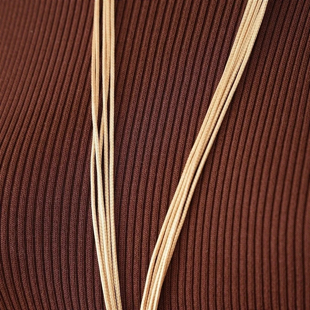 Gold Multi-Strand Cord Lariat Tassel Necklace‎